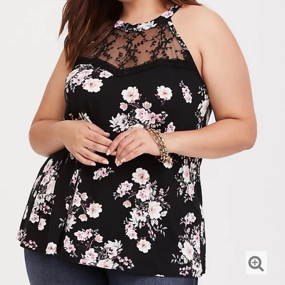 torrid Tops - Torrid size 4 black floral tank top